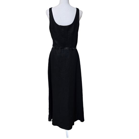 Laundry by Shelli Segal Vintage Linen Dress Size 10 Black Preppy Old Money Chic - Picture 2 of 10